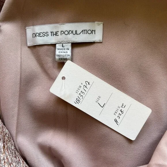 Dress the Population Dress Rose Gold Metallic Romantic Soft Glam Wedding Guest - Picture 8 of 10
